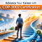 A confident professional stands before an abstract, upward-trending graph in a modern office, symbolizing career growth and opportunities with the Cloudera CDP-3002 certification.