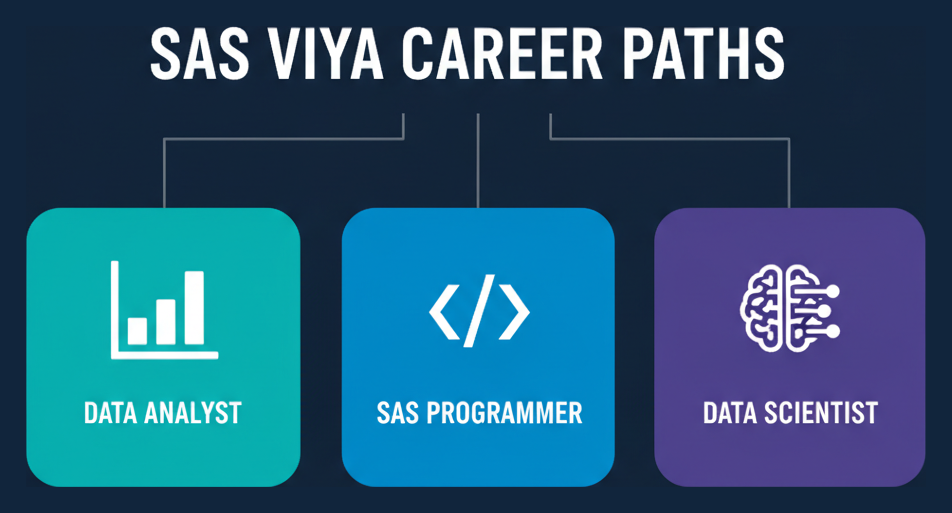 Infographic: SAS Viya career paths - data analyst, SAS programmer, data scientist