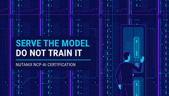 Nutanix NCP-AI certification banner showing a language model published behind an inference endpoint on GPU infrastructure