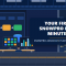SnowPro Associate Platform certification banner showing a data team workspace with a wall display of a stage to table loading path and an analyst at a two monitor desk